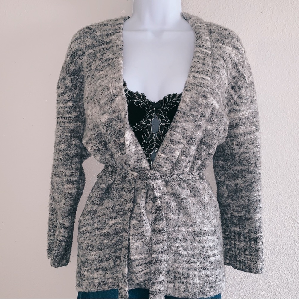 ✨ Cozy Gray Wool Open Cardigan Sweater